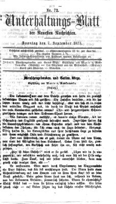 Neueste Nachrichten aus dem Gebiete der Politik. Unterhaltungs-Blatt der Neuesten Nachrichten (Münchner neueste Nachrichten) Sonntag 7. September 1873