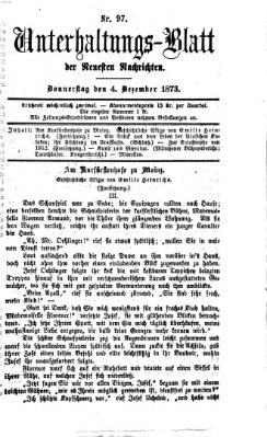 Neueste Nachrichten aus dem Gebiete der Politik. Unterhaltungs-Blatt der Neuesten Nachrichten (Münchner neueste Nachrichten) Donnerstag 4. Dezember 1873