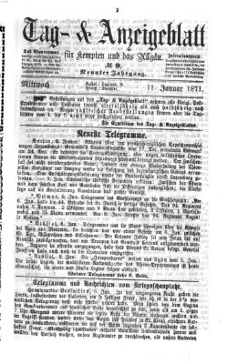 Tag- und Anzeigeblatt für Kempten und das Allgäu Mittwoch 11. Januar 1871