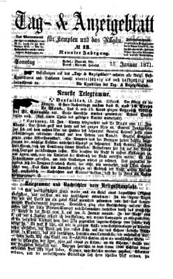 Tag- und Anzeigeblatt für Kempten und das Allgäu Sonntag 15. Januar 1871