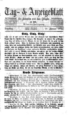 Tag- und Anzeigeblatt für Kempten und das Allgäu Dienstag 24. Januar 1871