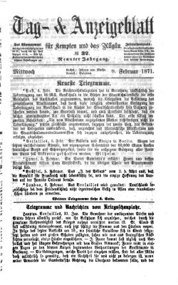 Tag- und Anzeigeblatt für Kempten und das Allgäu Mittwoch 8. Februar 1871