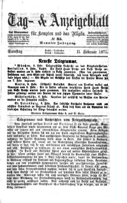 Tag- und Anzeigeblatt für Kempten und das Allgäu Samstag 11. Februar 1871