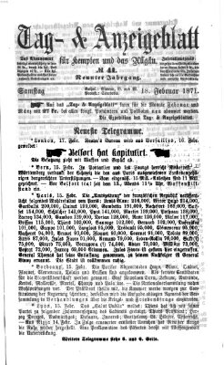 Tag- und Anzeigeblatt für Kempten und das Allgäu Samstag 18. Februar 1871