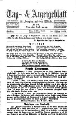 Tag- und Anzeigeblatt für Kempten und das Allgäu Freitag 10. März 1871