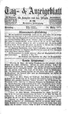 Tag- und Anzeigeblatt für Kempten und das Allgäu Sonntag 26. März 1871