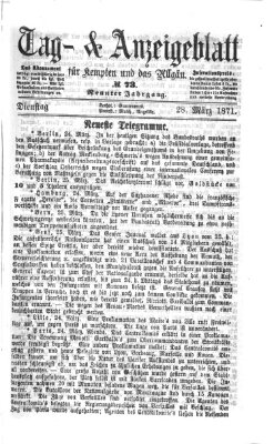 Tag- und Anzeigeblatt für Kempten und das Allgäu Dienstag 28. März 1871