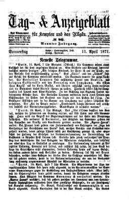 Tag- und Anzeigeblatt für Kempten und das Allgäu Donnerstag 13. April 1871