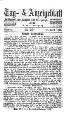 Tag- und Anzeigeblatt für Kempten und das Allgäu Sonntag 23. April 1871