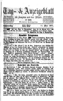 Tag- und Anzeigeblatt für Kempten und das Allgäu Donnerstag 11. Mai 1871