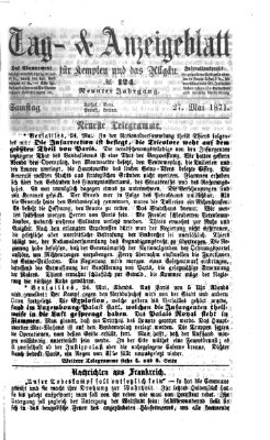 Tag- und Anzeigeblatt für Kempten und das Allgäu Samstag 27. Mai 1871