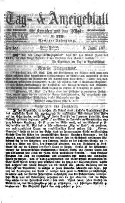 Tag- und Anzeigeblatt für Kempten und das Allgäu Freitag 2. Juni 1871