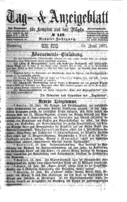 Tag- und Anzeigeblatt für Kempten und das Allgäu Sonntag 18. Juni 1871