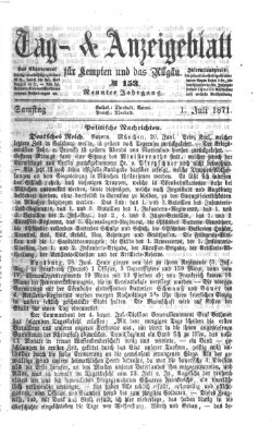 Tag- und Anzeigeblatt für Kempten und das Allgäu Samstag 1. Juli 1871