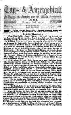 Tag- und Anzeigeblatt für Kempten und das Allgäu Sonntag 2. Juli 1871