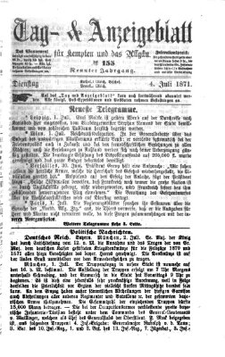 Tag- und Anzeigeblatt für Kempten und das Allgäu Dienstag 4. Juli 1871