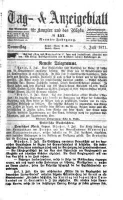 Tag- und Anzeigeblatt für Kempten und das Allgäu Donnerstag 6. Juli 1871