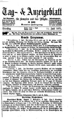 Tag- und Anzeigeblatt für Kempten und das Allgäu Dienstag 11. Juli 1871