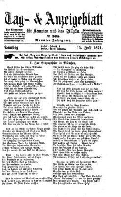 Tag- und Anzeigeblatt für Kempten und das Allgäu Samstag 15. Juli 1871