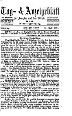 Tag- und Anzeigeblatt für Kempten und das Allgäu Sonntag 30. Juli 1871