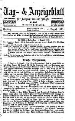 Tag- und Anzeigeblatt für Kempten und das Allgäu Freitag 4. August 1871