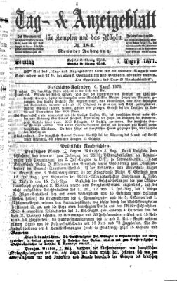 Tag- und Anzeigeblatt für Kempten und das Allgäu Sonntag 6. August 1871