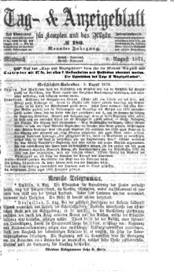 Tag- und Anzeigeblatt für Kempten und das Allgäu Mittwoch 9. August 1871