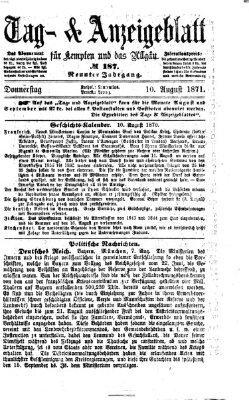 Tag- und Anzeigeblatt für Kempten und das Allgäu Donnerstag 10. August 1871