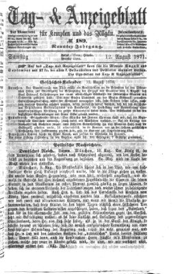 Tag- und Anzeigeblatt für Kempten und das Allgäu Samstag 12. August 1871