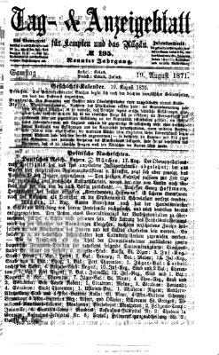 Tag- und Anzeigeblatt für Kempten und das Allgäu Samstag 19. August 1871