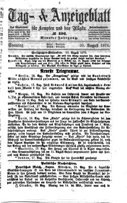 Tag- und Anzeigeblatt für Kempten und das Allgäu Sonntag 20. August 1871