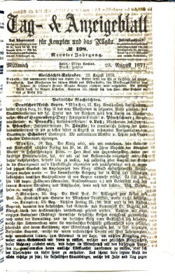 Tag- und Anzeigeblatt für Kempten und das Allgäu Mittwoch 23. August 1871