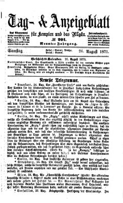 Tag- und Anzeigeblatt für Kempten und das Allgäu Samstag 26. August 1871