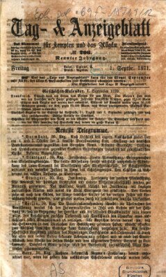 Tag- und Anzeigeblatt für Kempten und das Allgäu Freitag 1. September 1871