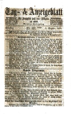 Tag- und Anzeigeblatt für Kempten und das Allgäu Samstag 2. September 1871