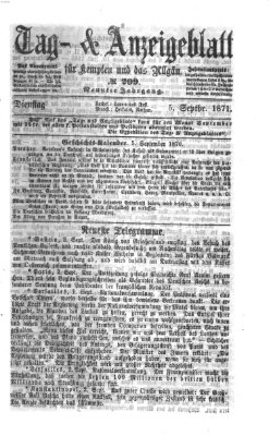 Tag- und Anzeigeblatt für Kempten und das Allgäu Dienstag 5. September 1871