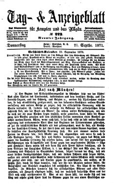 Tag- und Anzeigeblatt für Kempten und das Allgäu Donnerstag 21. September 1871