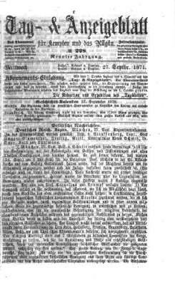 Tag- und Anzeigeblatt für Kempten und das Allgäu Mittwoch 27. September 1871