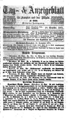 Tag- und Anzeigeblatt für Kempten und das Allgäu Donnerstag 28. September 1871