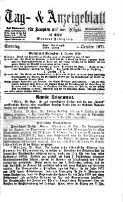 Tag- und Anzeigeblatt für Kempten und das Allgäu Sonntag 1. Oktober 1871