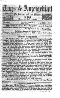 Tag- und Anzeigeblatt für Kempten und das Allgäu Mittwoch 4. Oktober 1871