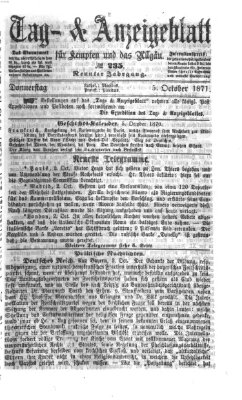 Tag- und Anzeigeblatt für Kempten und das Allgäu Donnerstag 5. Oktober 1871