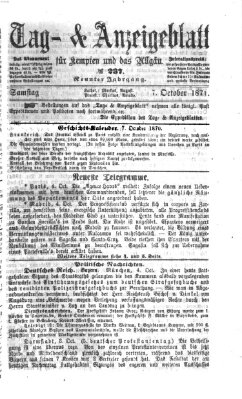 Tag- und Anzeigeblatt für Kempten und das Allgäu Samstag 7. Oktober 1871