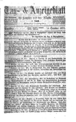 Tag- und Anzeigeblatt für Kempten und das Allgäu Samstag 14. Oktober 1871