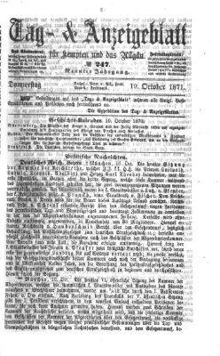 Tag- und Anzeigeblatt für Kempten und das Allgäu Donnerstag 19. Oktober 1871