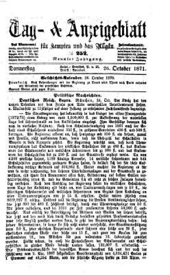 Tag- und Anzeigeblatt für Kempten und das Allgäu Donnerstag 26. Oktober 1871