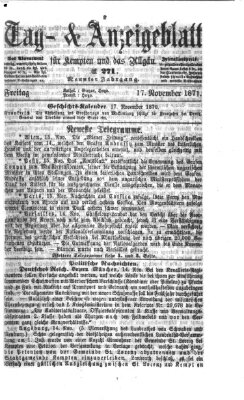 Tag- und Anzeigeblatt für Kempten und das Allgäu Freitag 17. November 1871