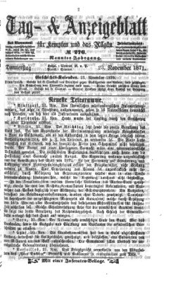 Tag- und Anzeigeblatt für Kempten und das Allgäu Donnerstag 23. November 1871