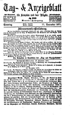 Tag- und Anzeigeblatt für Kempten und das Allgäu Sonntag 17. Dezember 1871