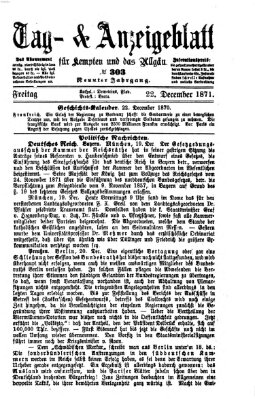 Tag- und Anzeigeblatt für Kempten und das Allgäu Freitag 22. Dezember 1871